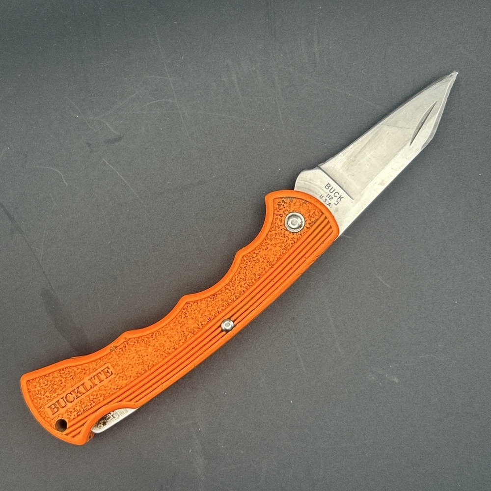 Buck BuckLite Folding Pocketknife Orange Plastic Handle Stainless Blade Sheath